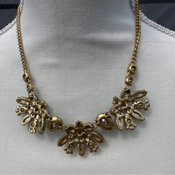 J Crew Factory Gold Tone and Green Statement Bib Necklace - Picture 4 of 16